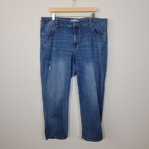 Women's Distressed Ankle Jeans Sz 20 High Rise Girlfriend Blue ~ Liverpool L.A.